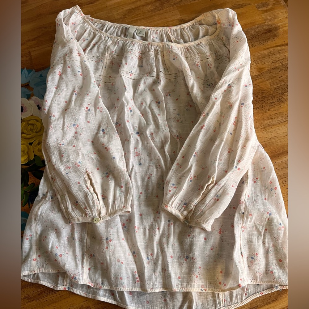 Light Pink Floral Peasant Blouse